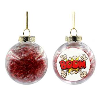 BOOM!!!, Transparent Christmas tree ball ornament with red filling 8cm