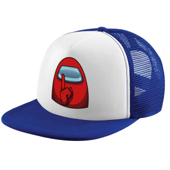 Among US, Adult Soft Trucker Hat with Blue/White Mesh (POLYESTER, ADULT, UNISEX, ONE SIZE)