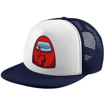 Among US, Adult Soft Trucker Hat with Dark Blue/White Mesh (POLYESTER, ADULT, UNISEX, ONE SIZE)