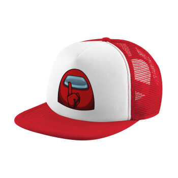 Among US, Adult Soft Trucker Hat with Red/White Mesh (POLYESTER, ADULT, UNISEX, ONE SIZE)