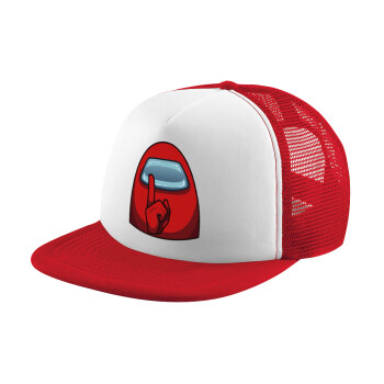 Among US, Children's Soft Trucker Hat with Red/White Mesh (POLYESTER, CHILDREN'S, ONE SIZE)