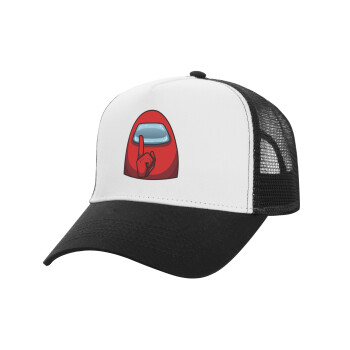 Among US, Adult Structured Trucker Hat, with Mesh, WHITE/BLACK (100% COTTON, ADULT, UNISEX, ONE SIZE)