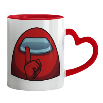 Among US, Mug heart red handle, ceramic, 330ml