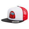 Adult Foam Flat Snapback with Mesh Black-White-Red (POLYESTER, ADULT, UNISEX, ONE SIZE)