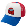 Adult Soft Trucker Hat with Red/Blue/White Mesh (POLYESTER, ADULT, UNISEX, ONE SIZE)