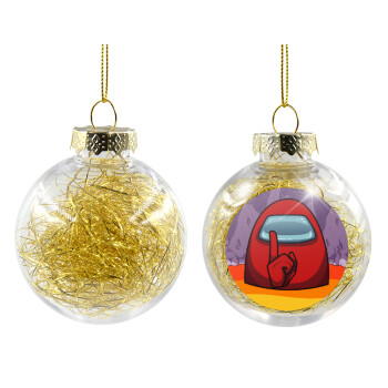 Among US, Transparent Christmas tree ball ornament with gold filling 8cm