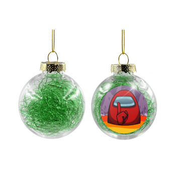 Among US, Transparent Christmas tree ball ornament with green filling 8cm