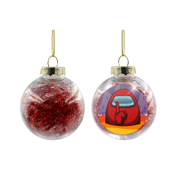 Among US, Transparent Christmas tree ball ornament with red filling 8cm