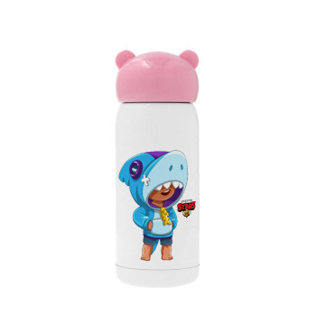 Brawl Stars Leon Shark, Pink stainless steel thermal flask, 320ml