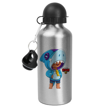 Brawl Stars Leon Shark, Metallic water jug, Silver, aluminum 500ml