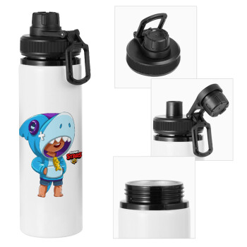 Brawl Stars Leon Shark, Metal water bottle with safety cap, aluminum 850ml