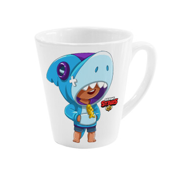 Brawl Stars Leon Shark, Κούπα κωνική Latte Λευκή, κεραμική, 300ml