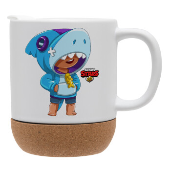 Brawl Stars Leon Shark, Ceramic coffee mug Cork (MAT), 330ml (1pcs)