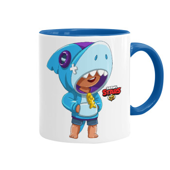 Brawl Stars Leon Shark, Mug colored blue, ceramic, 330ml