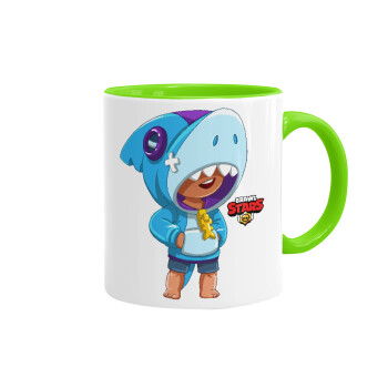 Brawl Stars Leon Shark, Mug colored light green, ceramic, 330ml