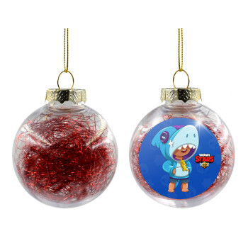 Brawl Stars Leon Shark, Transparent Christmas tree ball ornament with red filling 8cm