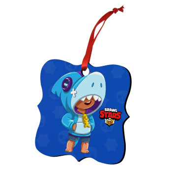 Brawl Stars Leon Shark, Christmas ornament polygon wooden 7.5cm