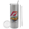 Tumbler stainless steel Silver 600ml, with metal straw & cleaning brush