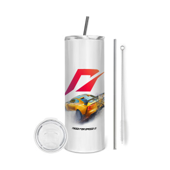 Need For Speed, Tumbler ποτήρι θερμό από ανοξείδωτο ατσάλι 600ml, με μεταλλικό καλαμάκι & βούρτσα καθαρισμού