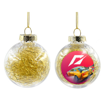 Need For Speed, Transparent Christmas tree ball ornament with gold filling 8cm