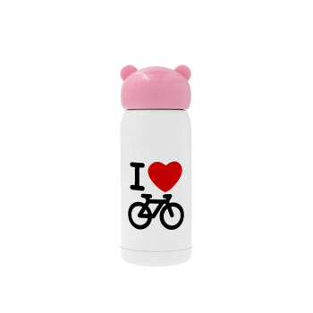 I love Bike, Ροζ ανοξείδωτο παγούρι θερμό (Stainless steel), 320ml