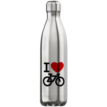 I love Bike, Μεταλλικό παγούρι θερμός Inox (Stainless steel), διπλού τοιχώματος, 750ml