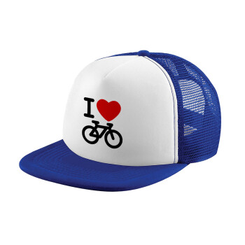 I love Bike, Καπέλο παιδικό Soft Trucker με Δίχτυ ΜΠΛΕ/ΛΕΥΚΟ (POLYESTER, ΠΑΙΔΙΚΟ, ONE SIZE)