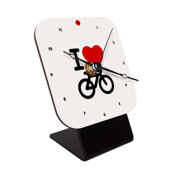 I love Bike, Quartz Wooden table clock with hands (10cm)