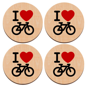 I love Bike, ΣΕΤ x4 Σουβέρ ξύλινα στρογγυλά plywood (9cm)
