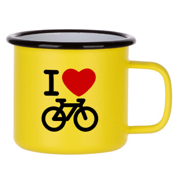 I love Bike, Κούπα Μεταλλική εμαγιέ ΜΑΤ Κίτρινη 360ml