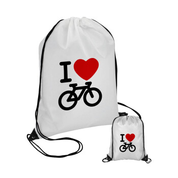 I love Bike, Τσάντα πουγκί με μαύρα κορδόνια (1 τεμάχιο)
