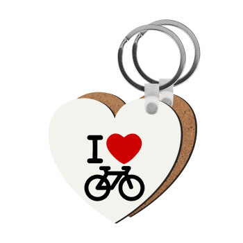 I love Bike, Μπρελόκ Ξύλινο καρδιά MDF