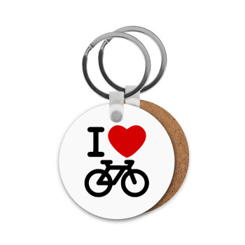 I love Bike, Μπρελόκ Ξύλινο στρογγυλό MDF Φ5cm