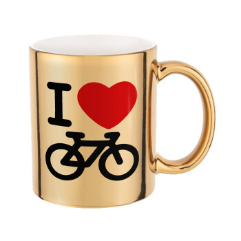 I love Bike, Mug ceramic, gold mirror, 330ml