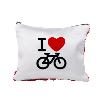 I love Bike, Red sequin cosmetic bag