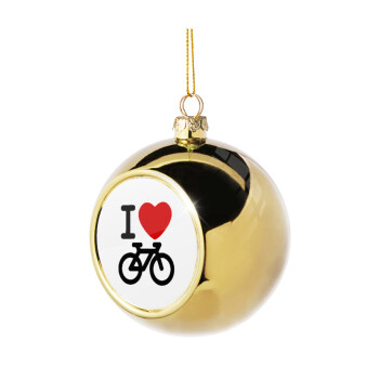 I love Bike, Golden Christmas tree ball ornament 8cm