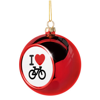 I love Bike, Christmas tree ball Red 8cm