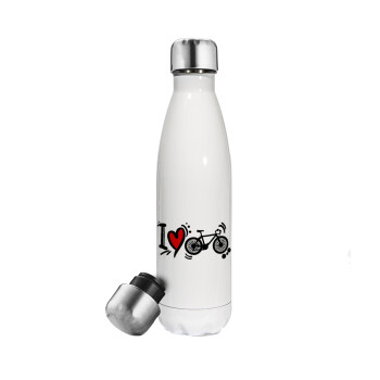 I love my bike, Metal mug thermos White (Stainless steel), double wall, 500ml