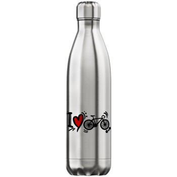 I love my bike, Inox (Stainless steel) hot metal mug, double wall, 750ml