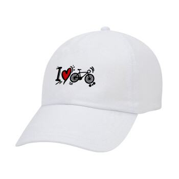 I love my bike, Καπέλο Ενηλίκων Baseball Λευκό 5-φύλλο (POLYESTER, ΕΝΗΛΙΚΩΝ, UNISEX, ONE SIZE)