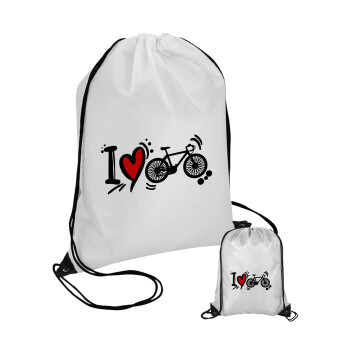 I love my bike, Pouch bag with black cords (1 piece)