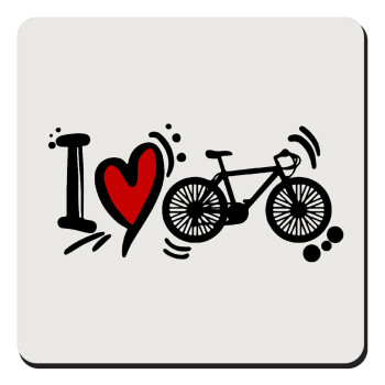 I love my bike, Τετράγωνο μαγνητάκι ξύλινο 9x9cm