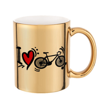 I love my bike, Mug ceramic, gold mirror, 330ml