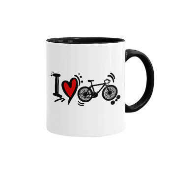 I love my bike, Κούπα χρωματιστή μαύρη, κεραμική, 330ml