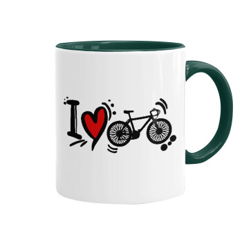 I love my bike, Mug colored green, ceramic, 330ml