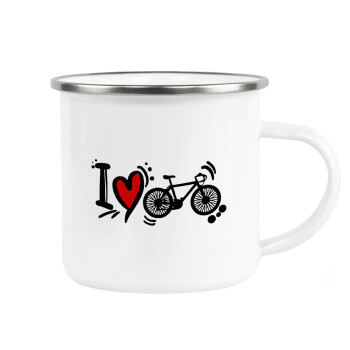 I love my bike, Metallic enamel cup white 360ml