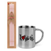 Easter Set, metallic thermal cup (300ml) & aromatic flat Easter candle (30cm) (PINK)