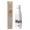 Easter Set, metallic stainless thermos bottle (500ml) & scented flat Easter candle (30cm) (GRAY)