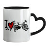 Mug heart black handle, ceramic, 330ml