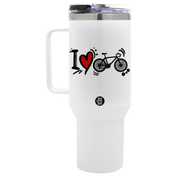 I love my bike, Mega Tumbler με καπάκι, διπλού τοιχώματος (θερμό) 1,2L